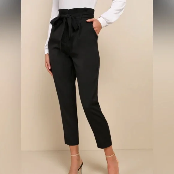 LAST PRICE DROP! LuLus With Confidence Paper bag Waist Pants - Picture 3 of 9